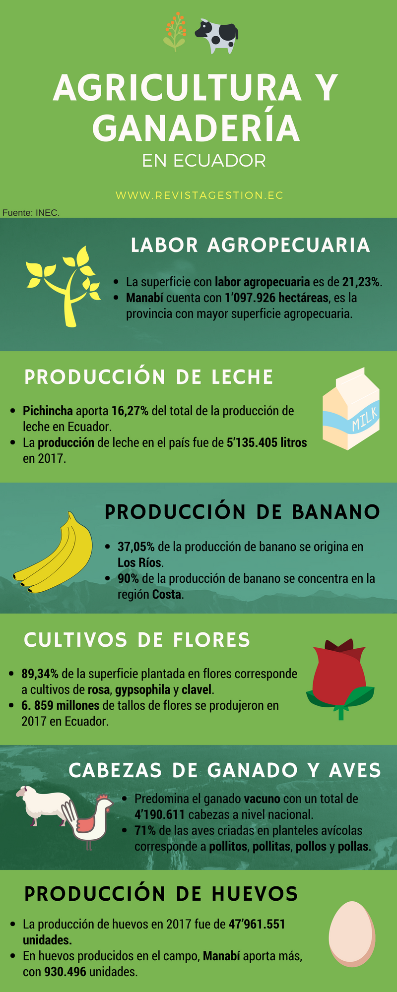 ganadería y agricultura en Ecuador